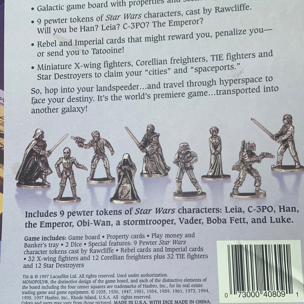 Monopoly Star Wars Classic Trilogy Edition Parker Bros. NEW Open Box - Picture 4 of 12